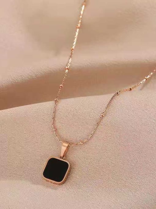 K.Love Titanium Steel Enamel Square Minimalist Necklace 2