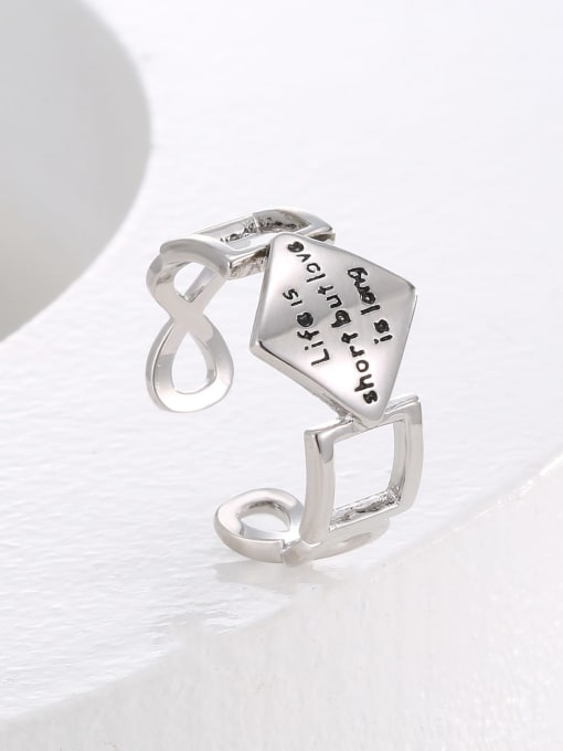 H00489 steel color Brass Letter Trend Band Ring