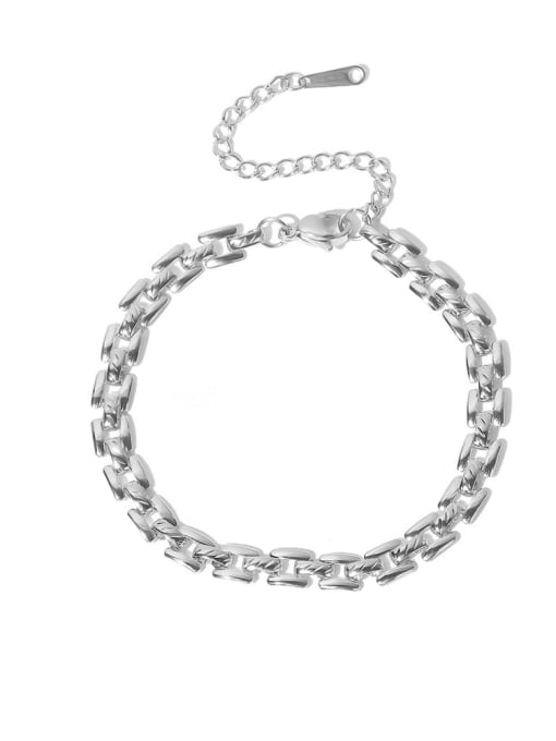 Bracelet steel color Trend Geometric Titanium Steel Bracelet and Necklace Set