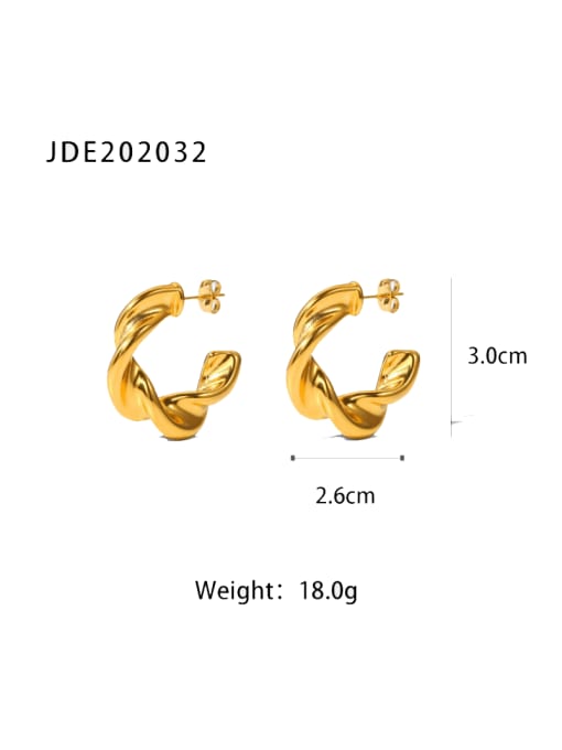 J&D Stainless steel Geometric Vintage Twist C Shape Stud Earring 3