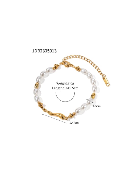 JDB2305013 Stainless steel Freshwater Pearl Geometric Trend Beaded Bracelet