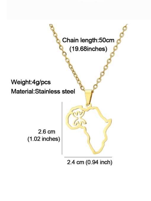 SONYA-Map Jewelry Stainless steel Medallion Ethnic Map of Africa Pendant Necklace 3