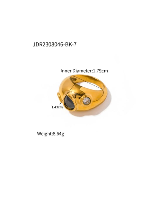 JDR2308046 BK Stainless steel Geometric Vintage Band Ring