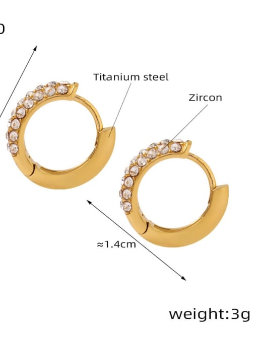 F170 Gold White Zirconia Earrings Titanium Steel Cubic Zirconia Geometric Trend Stud Earring