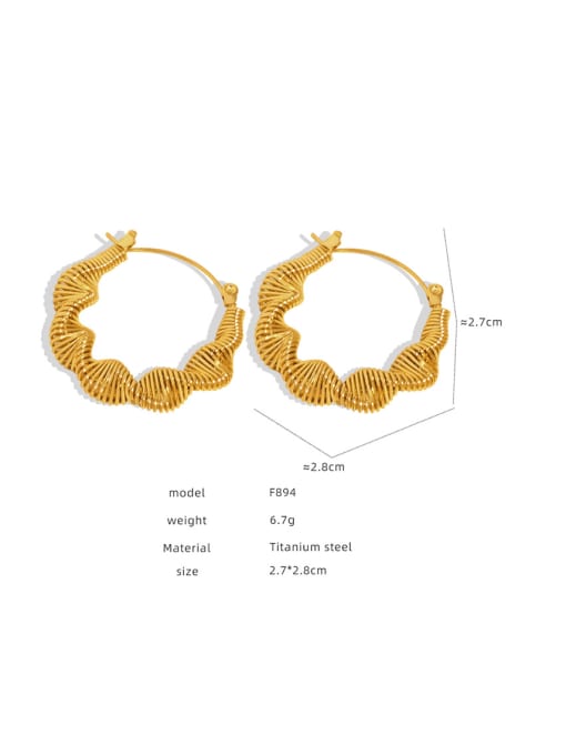 F894 Gold Earrings Titanium Steel Hollow Geometric Hip Hop Huggie Earring