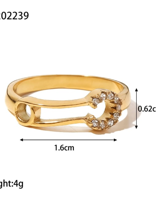 JDR202239 Stainless steel Cubic Zirconia Geometric Trend Band Ring