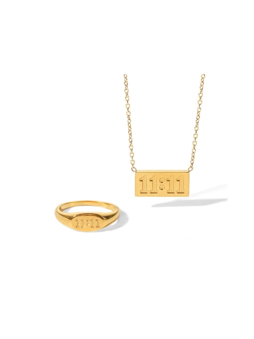 J&D Trend Geometric Stainless steel Ring and Necklace Set