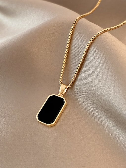 K316 Small Black Label Necklace Gold Titanium Steel Acrylic Geometric Minimalist Necklace