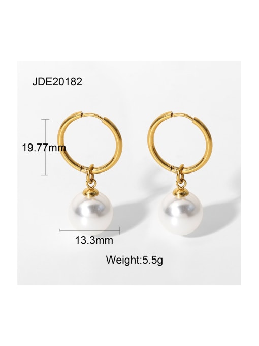 J&D Stainless steel Imitation Pearl Ball Trend Huggie Earring 3