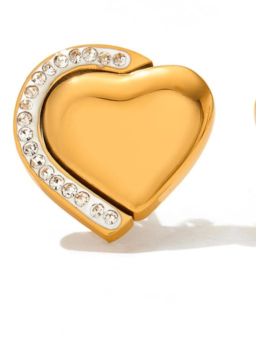 KDE387 Gold Stainless steel Cubic Zirconia Heart Trend Stud Earring