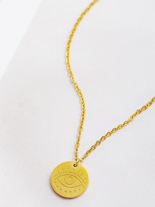 golden Simple and exquisite round stainless steel pendant necklace