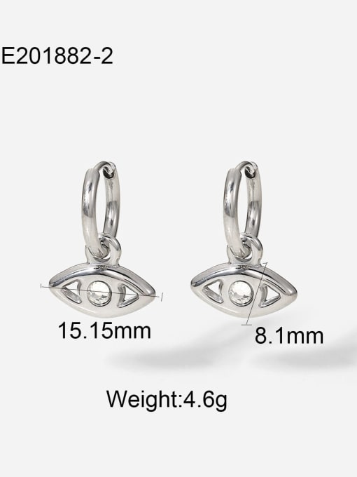 JDE201882 2 Stainless steel Rhinestone Evil Eye Vintage Huggie Earring