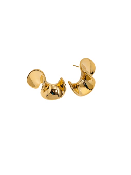 JDE2403039 gold Stainless steel Irregular Hip Hop Stud Earring