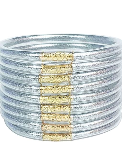 silvery PVC Silicone Tube Gold Powder Bracelet, Jelly Bangles Bracelet, Cross-Border 9 in a Group