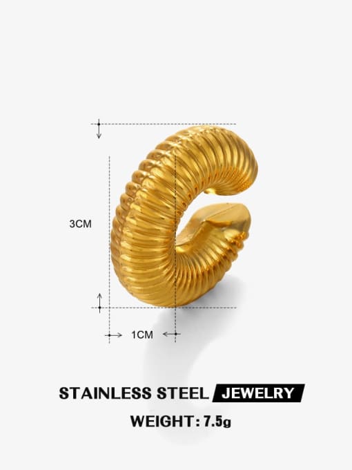 1 gold threaded ear clip Stainless steel Geometric Hip Hop Single Earring