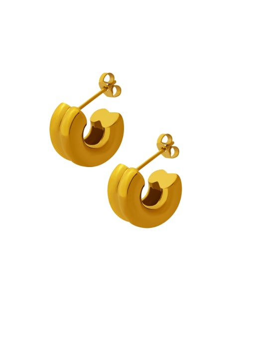F018 Gold Earrings Titanium Steel Geometric Minimalist Stud Earring