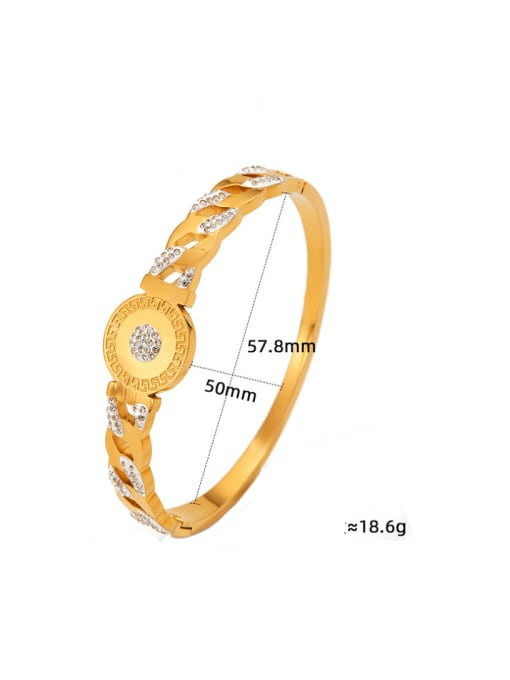 KAS814 Gold Stainless steel Cubic Zirconia Tree Hip Hop Band Bangle