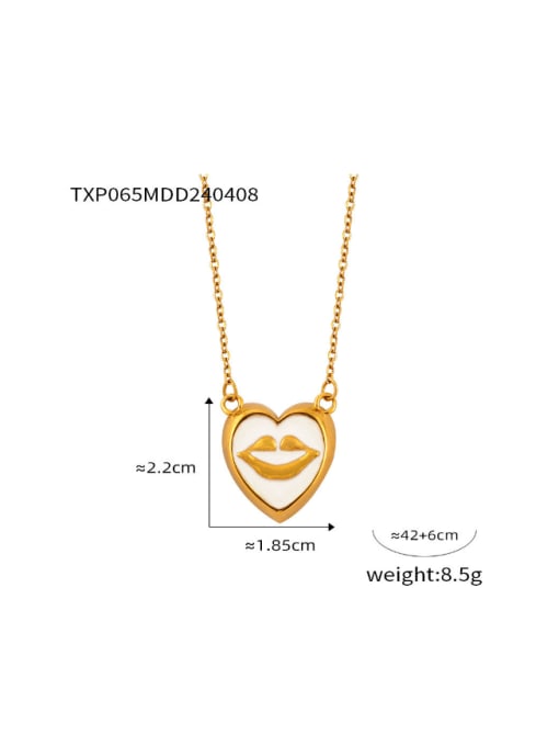 TXP065 Gold White Necklace Brass Enamel  Heart Hip Hop Earring and Necklace Set