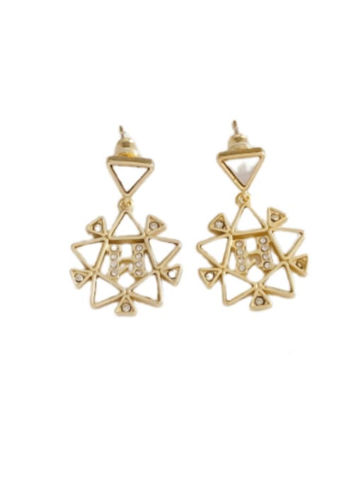 Clioro Brass Shell Pentagram Vintage Drop Earring 2