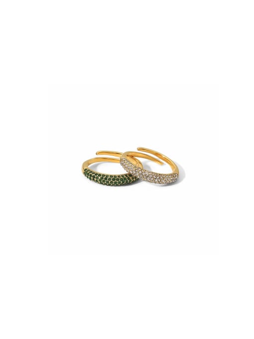 J&D Stainless steel Rhinestone Geometric Dainty Ring