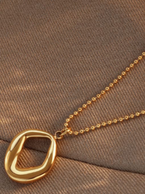 Gold 40+5cm Titanium 316L Stainless Steel Bead Chain  Vintage Irregular Pendant Necklace with e-coated waterproof