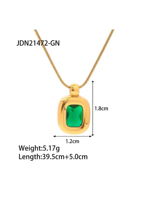 J&D Stainless steel Cubic Zirconia Green Geometric Trend Necklace 2