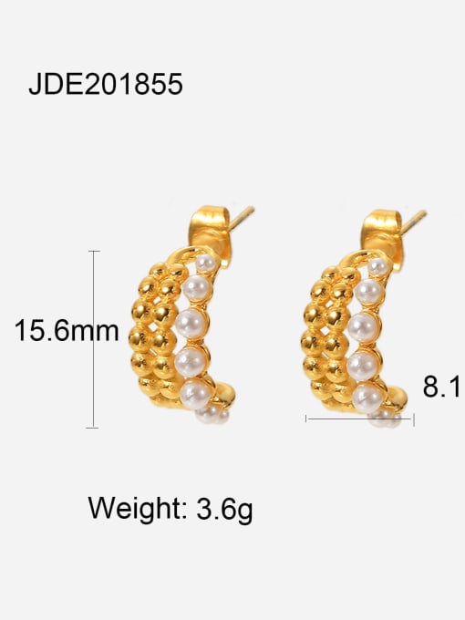 J&D Stainless steel Imitation Pearl Geometric Vintage Stud Earring 2