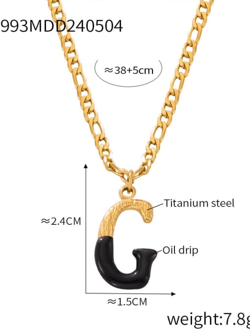 P1993 Gold Black Necklace G Titanium Steel Letter Hip Hop Necklace