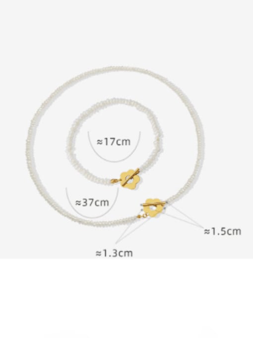 MAKA Titanium Steel Imitation Pearl  Minimalist Flower Bracelet and Necklace Set 2