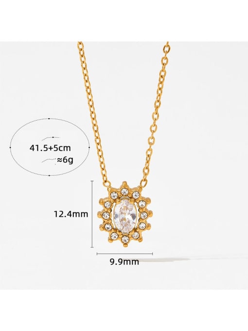 Clioro Stainless steel Cubic Zirconia Flower Dainty Necklace 2