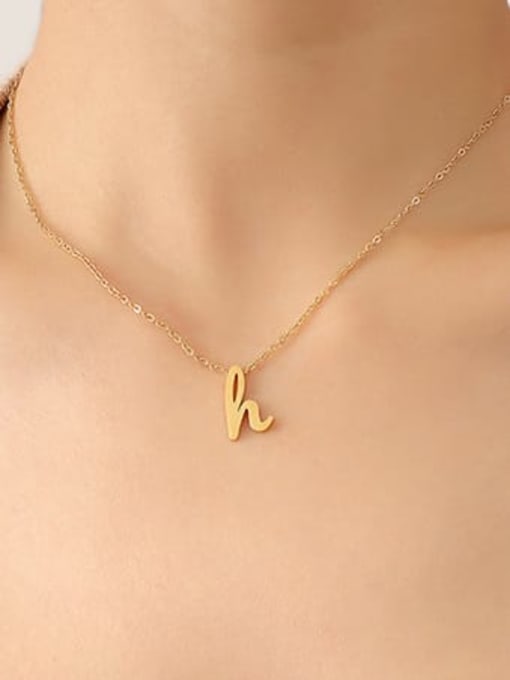 P517 gold necklace 40+ 5cm Titanium Steel Letter Minimalist Necklace