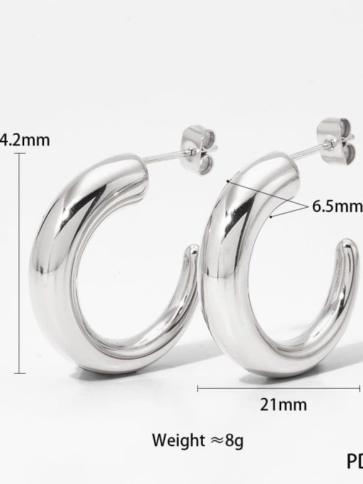 Small steel color PDE2261 Stainless steel Geometric Trend Hoop Earring