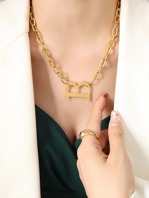 Gold necklace 45+ 5cm Titanium Steel Letter Trend Cuban Necklace