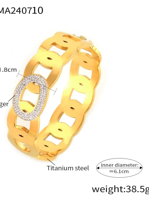 Z349 Gold Bracelet Titanium Steel Cubic Zirconia Geometric Trend Band Bangle