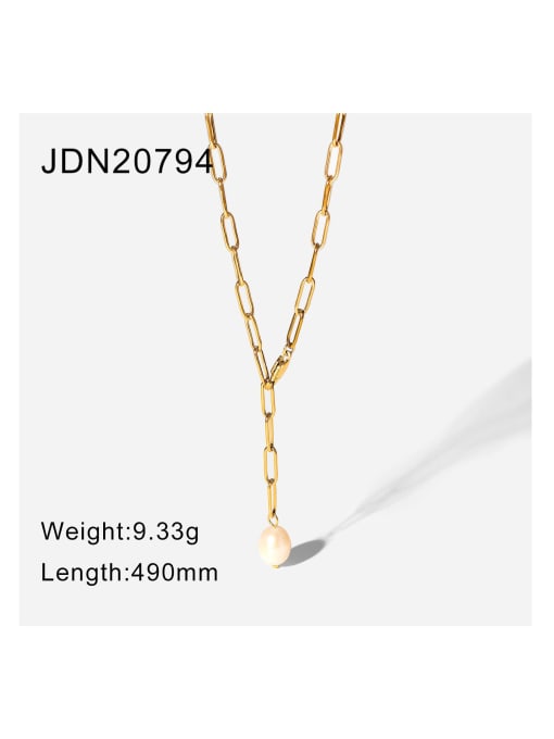 JDN20794 Stainless steel Freshwater Pearl Tassel Trend Lariat Necklace