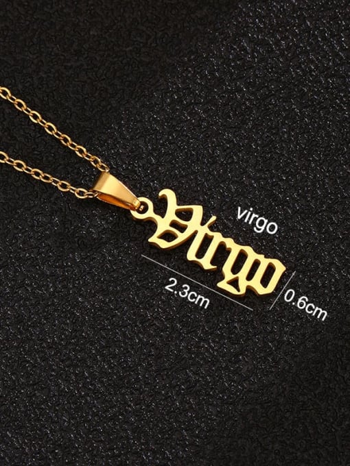 Virgo Gold Stainless steel Constellation Hip Hop Necklace