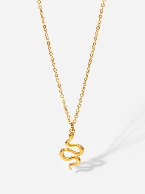 J&D Stainless steel Rhinestone Snake Vintage Necklace