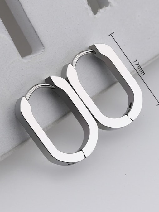 One U-shaped 17mm steel color Stainless steel Geometric Minimalist Single Earring(Single-Only One)