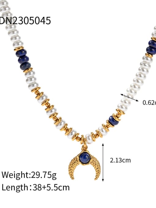 JDN2305045 Stainless steel Imitation Pearl Moon Trend Beaded Necklace