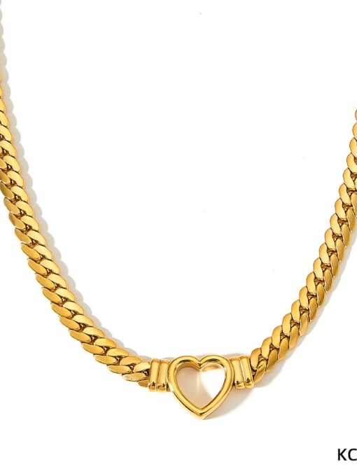 KCD887 Gold Stainless steel Heart Trend Link Necklace