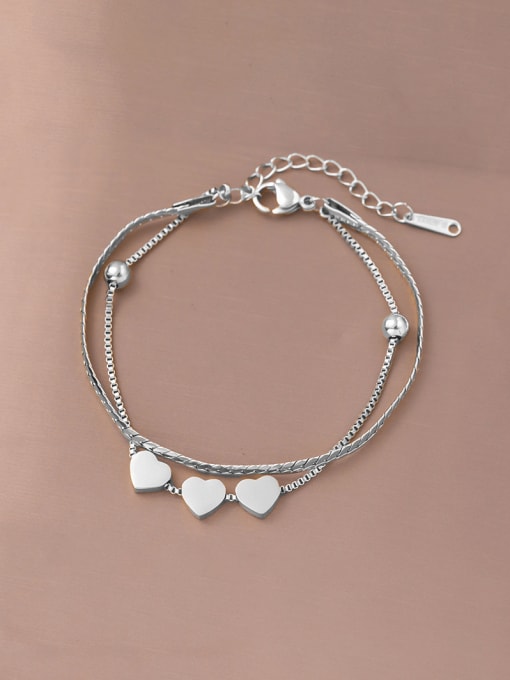 K.Love Titanium Steel Heart Minimalist Strand Bracelet 1