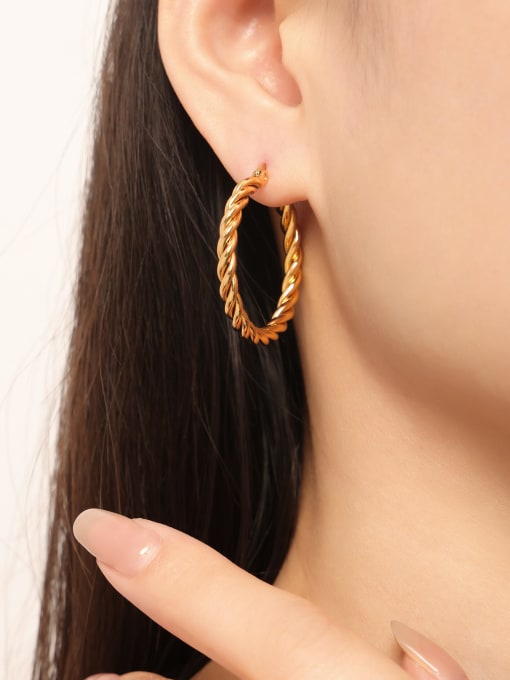 F1424 Gold Earrings Titanium Steel Geometric Minimalist Hoop Earring
