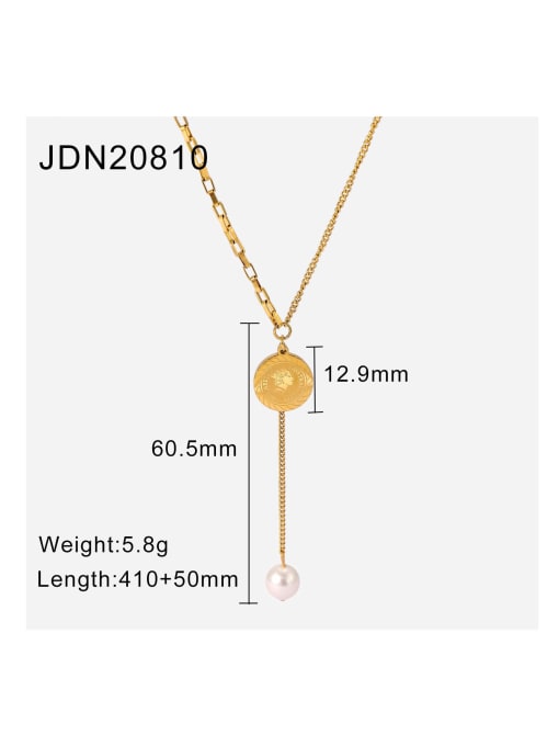 J&D Stainless steel Freshwater Pearl Round Trend Lariat Necklace 4