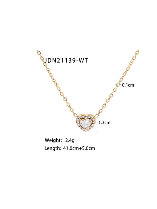 JDN21139 WT Stainless steel Cubic Zirconia Heart Dainty Necklace
