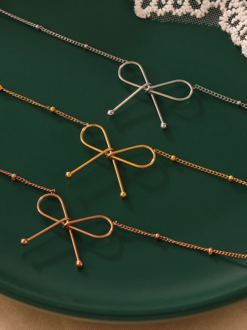MAKA Titanium Steel Minimalist Bowknot  Bracelet and Necklace Set 3