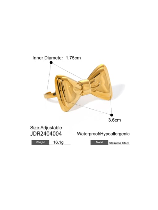 JDR2404004 gold Stainless steel Bowknot Hip Hop Band Ring