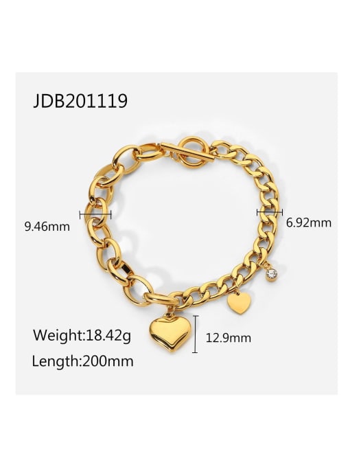 JDB201119 Stainless steel Heart Trend Link Bracelet