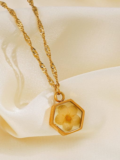 J$L  Steel Jewelry Stainless steel Glass Stone Flower Vintage Necklace 0