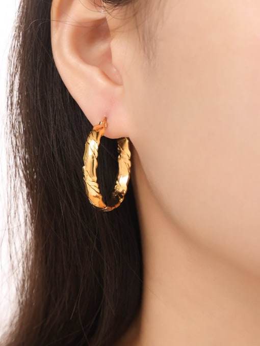 F1425 Gold Earrings Titanium Steel Geometric Minimalist Hoop Earring