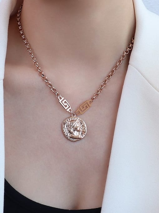 P480 rose gold necklace 40+5cm Titanium 316L Stainless Steel Vintage Irregular  Braclete and Necklace Set with e-coated waterproof